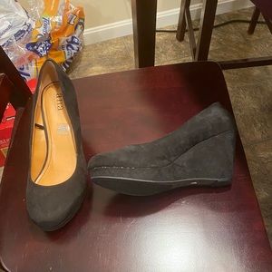 Black Suede Wedge Heels A.N.A.